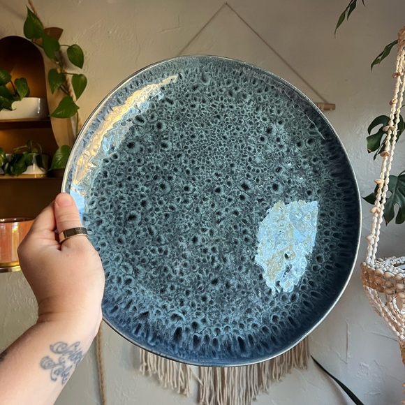 IKEA Blue Reactive Glaze 12” Large Stoneware Serving Plate - Modern Unique - Picture 3 of 8